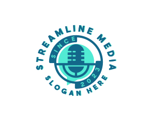 Streaming - Microphone Streaming Podcast logo design