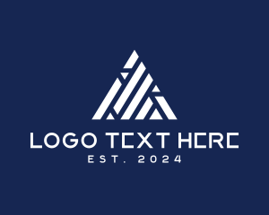 Mountaineer - Geometric Digital Pyramid logo design