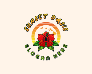 Hawaii Hibiscus Flower logo design