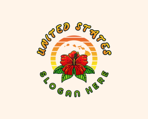 Hawaii Hibiscus Flower logo design