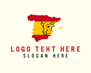 Country - Spanish Bull Map logo design