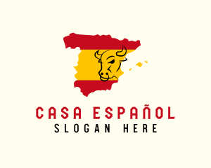 Spanish - Spanish Bull Map logo design