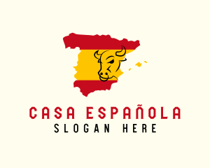 Spanish - Spanish Bull Map logo design