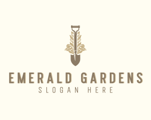 Plant Landscaping Shovel logo design