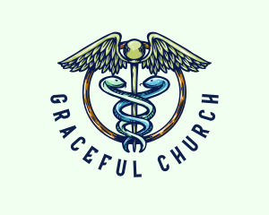 Handdrawn - Medical Caduceus Wellness logo design