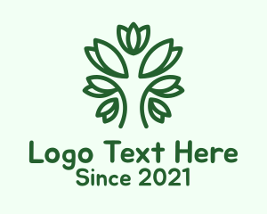 Symmetric - Green Tree Line Art logo design