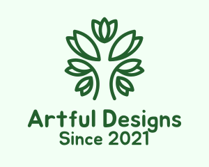 Green Tree Line Art  logo design