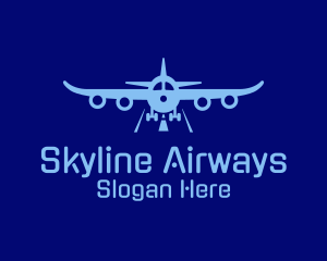 Blue Aviation Airplane logo design