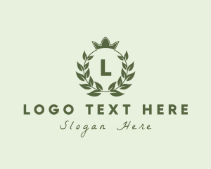 Letter - Natural Crown Wreath Leaf logo design