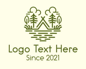 Hiking - Tepee Forest Campsite logo design