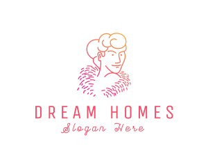 Head Dress - Woman Strapless Fur Dress logo design
