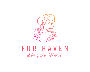 Woman Strapless Fur Dress logo design