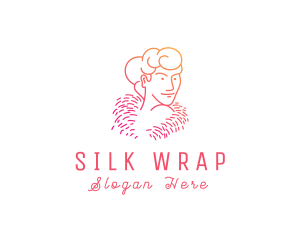 Woman Strapless Fur Dress logo design