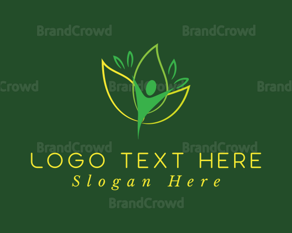 Green Human Leaf Flower Logo