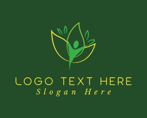 Lifestyle - Green Human Leaf Flower logo design