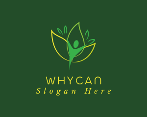 Green Human Leaf Flower Logo