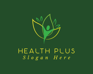 Green Human Leaf Flower logo design