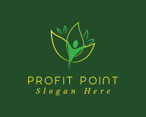 Green Human Leaf Flower logo design