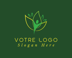 Care - Green Human Leaf Flower logo design