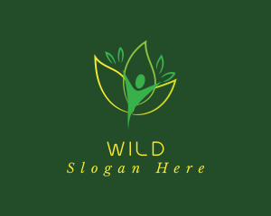 Lifestyle - Green Human Leaf Flower logo design