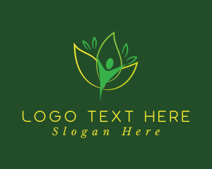 Mindfulness - Green Human Leaf Flower logo design