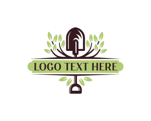 Emblem - Landscaping Shovel Lawn logo design