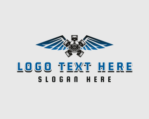 Blacksmith Tong - Mechanic Piston Wings logo design