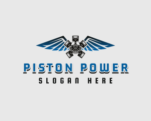 Piston - Mechanic Piston Wings logo design