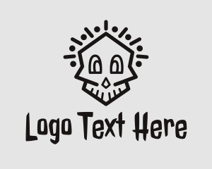 Dio De Los Muertos - Cartoon Minimalist Skull logo design