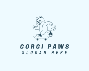 Corgi - Dog Skateboard Pet logo design