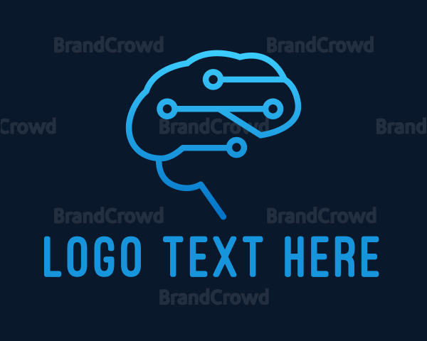 Blue Cyber Brain Programmer Logo