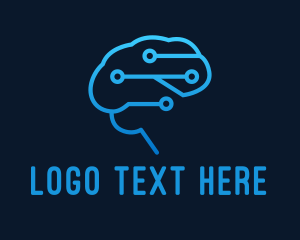 Blue Cyber Brain Programmer  Logo