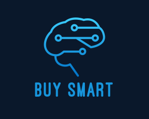 Blue Cyber Brain Programmer  logo design