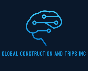 Neurologist - Blue Cyber Brain Programmer logo design
