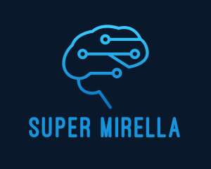 Multimedia - Blue Cyber Brain Programmer logo design