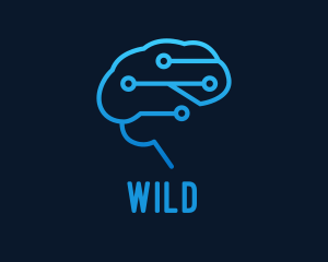 Cyber - Blue Cyber Brain Programmer logo design