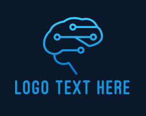 Nerve - Blue Cyber Brain Programmer logo design