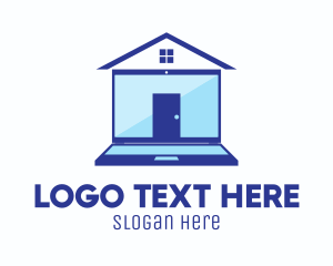 Work From Home - House Laptop Property logo design