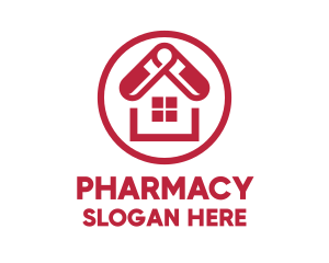 Red Pharmacy House logo design