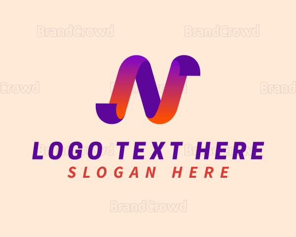 Tech Ribbon Letter N Logo