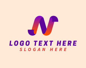 Tech - Tech Ribbon Letter N logo design