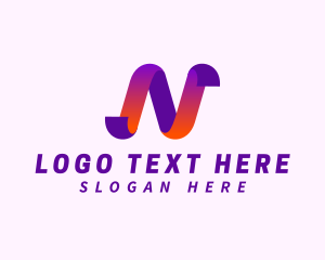 Gradient - Tech Ribbon Letter N logo design