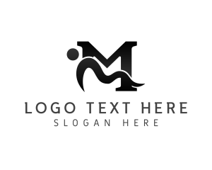 Black And White - Sea Wave Letter M logo design