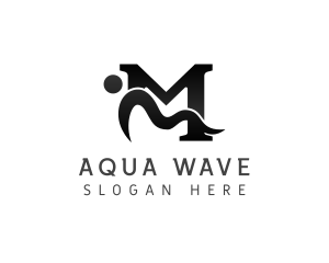 Sea Wave Letter M logo design