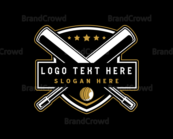 Cricket Bat Ball Emblem Logo