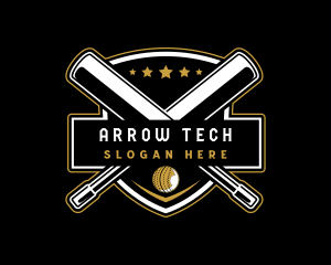 Cricket Bat Ball Emblem logo design