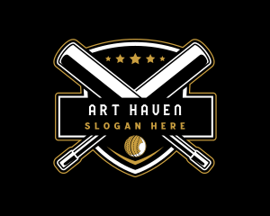 Cricket Bat Ball Emblem logo design