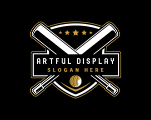 Cricket Bat Ball Emblem logo design