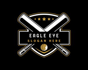 Cricket Bat Ball Emblem logo design