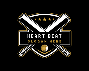 Cricket Bat Ball Emblem logo design